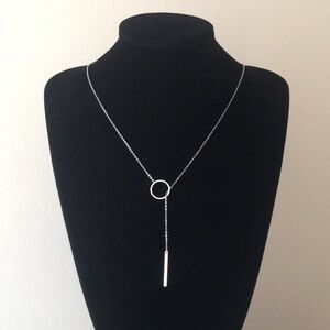 🍏50% OFF/3+...Minimalist Hoop and Bar Necklace (Silver tone)